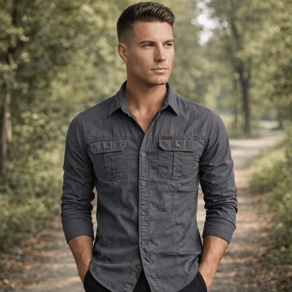 Men’s Lightweight Long-Sleeve Outdoor Shirt with Chest Pockets-Field & Wild