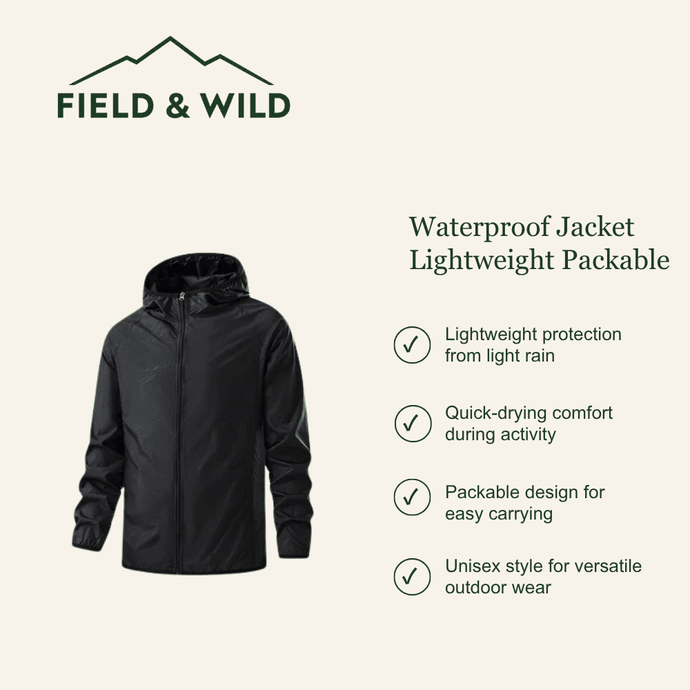 Waterproof Jacket Lightweight Packable - Field & Wild-Field & Wild