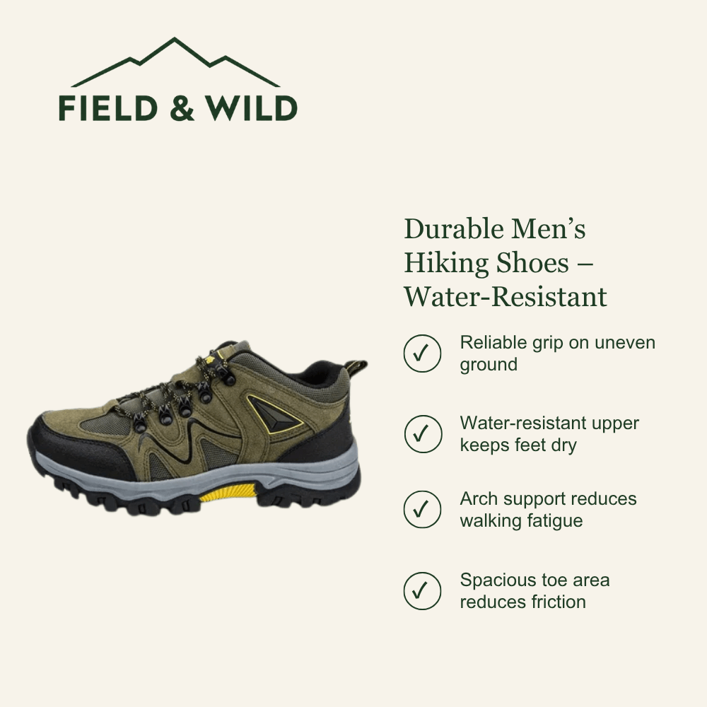 Men’s Water-Resistant Hiking Shoes with Supportive Grip Sole-Field & Wild
