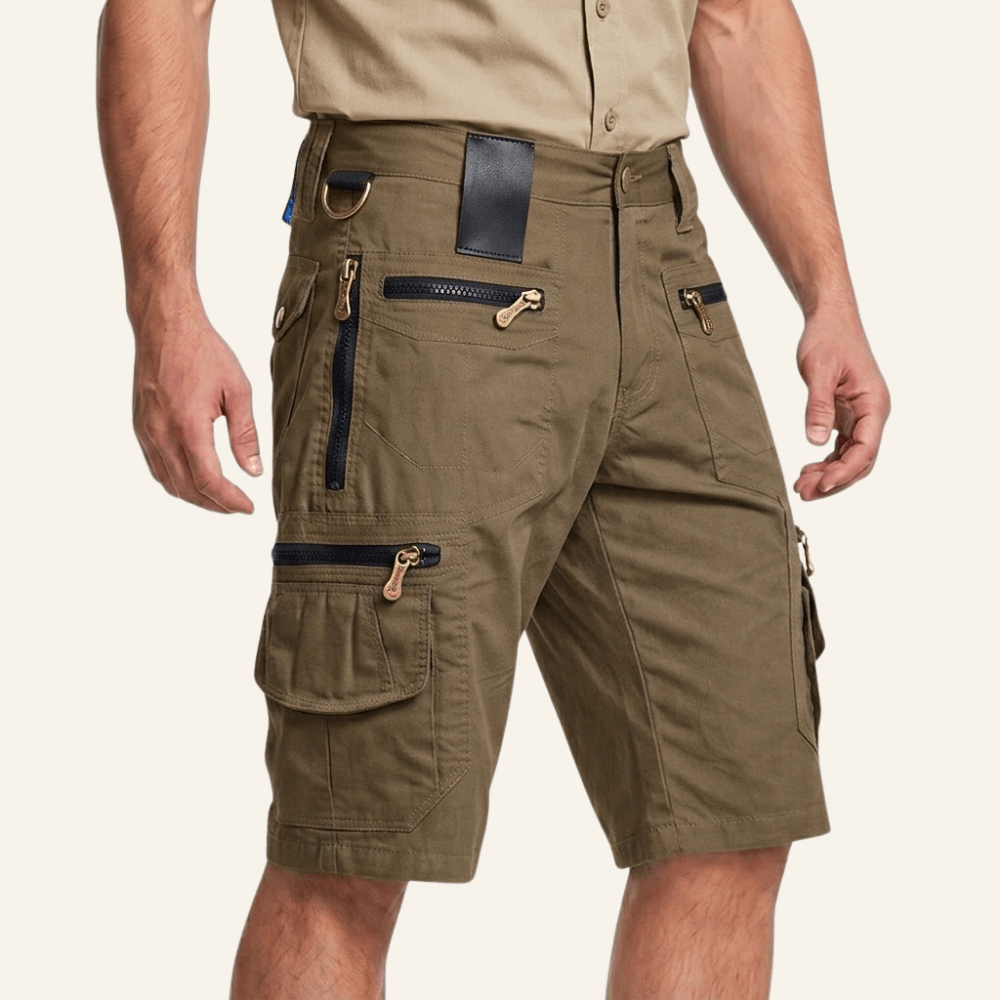 Breathable Cotton Cargo Shorts with Zipped Pockets-Field & Wild