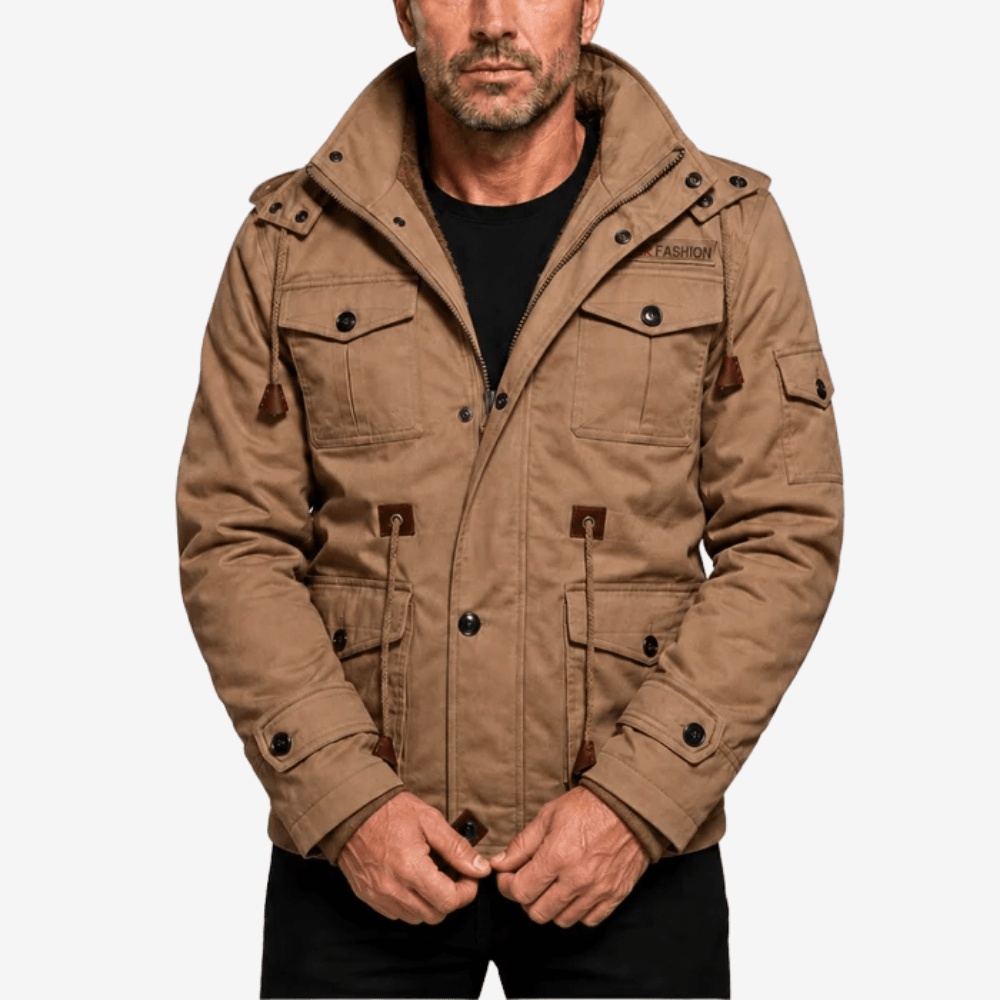 Multi-Pocket Insulated Outdoor Jacket – Fleece-Lined Hood-Field & Wild