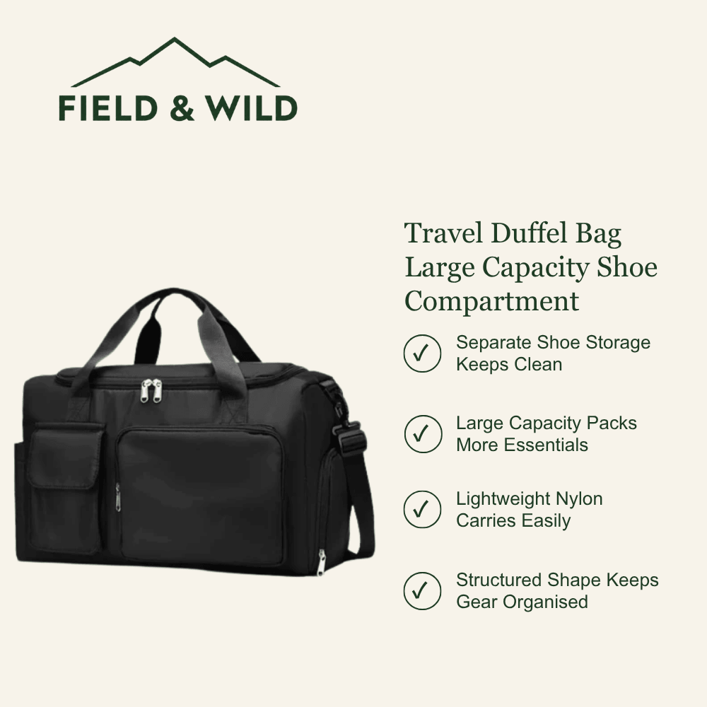 Large Travel Duffel Bag with Separate Shoe Compartment-Field & Wild