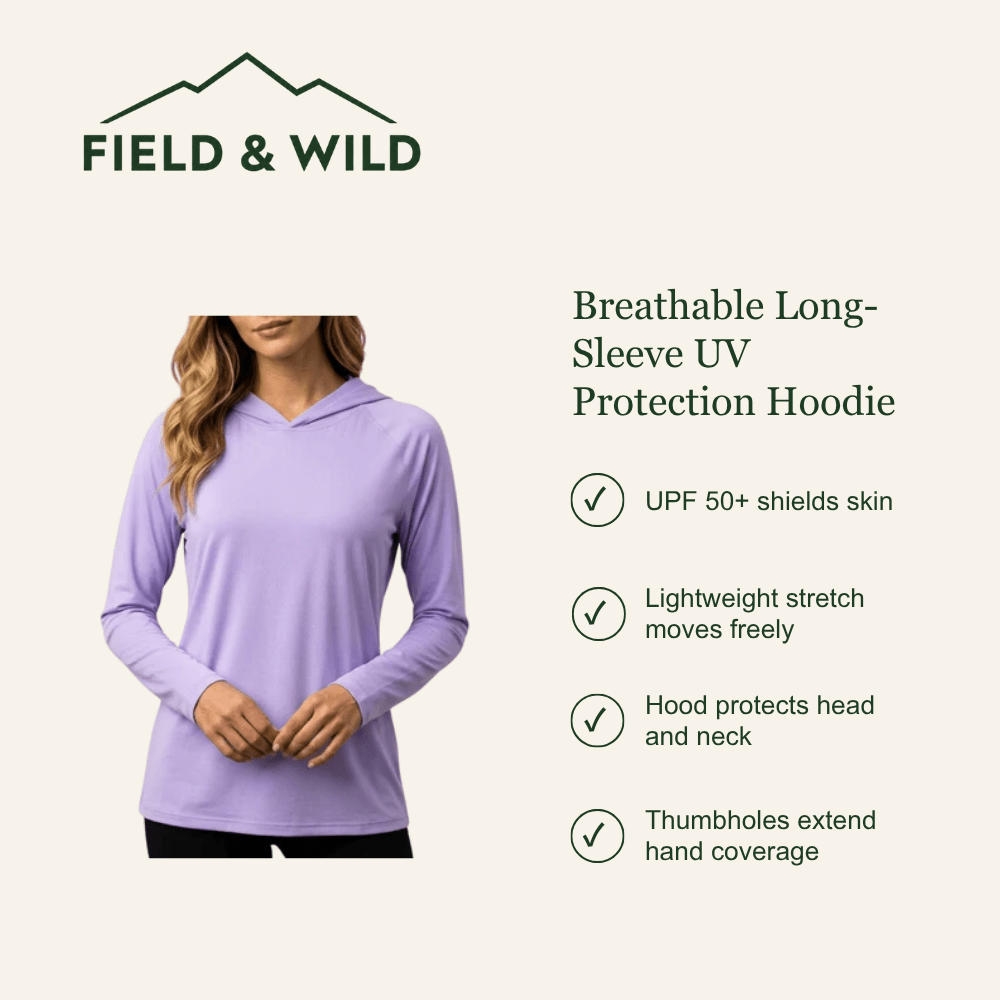 Women’s Breathable UV Protection Hoodie with UPF 50+-Field & Wild