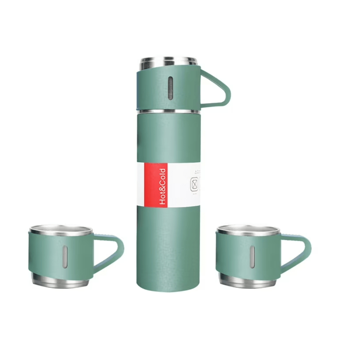 500ml Vacuum Insulated Stainless Steel Flask with Cups-Field & Wild