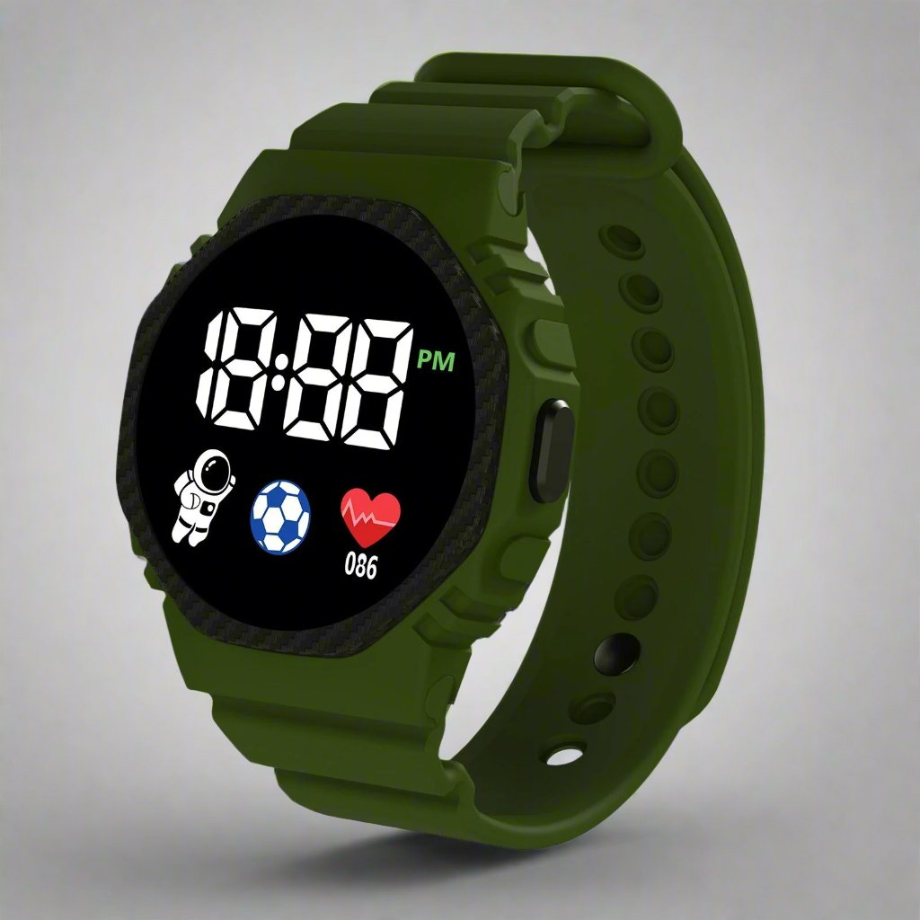 Children’s Water-Resistant Digital Watch with LED Display-Field & Wild