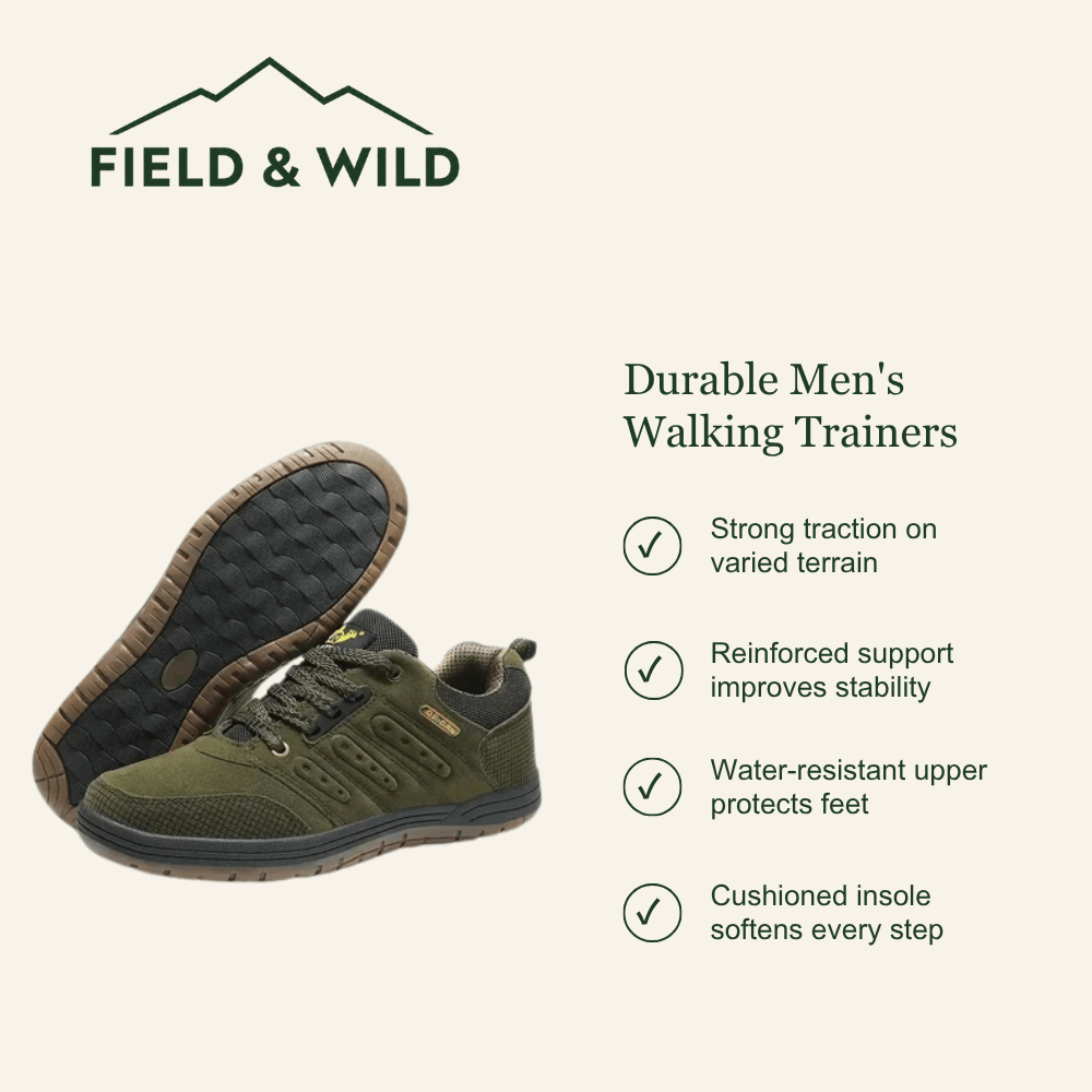 Men’s Water-Resistant Walking Trainers with Cushioned Support-Field & Wild