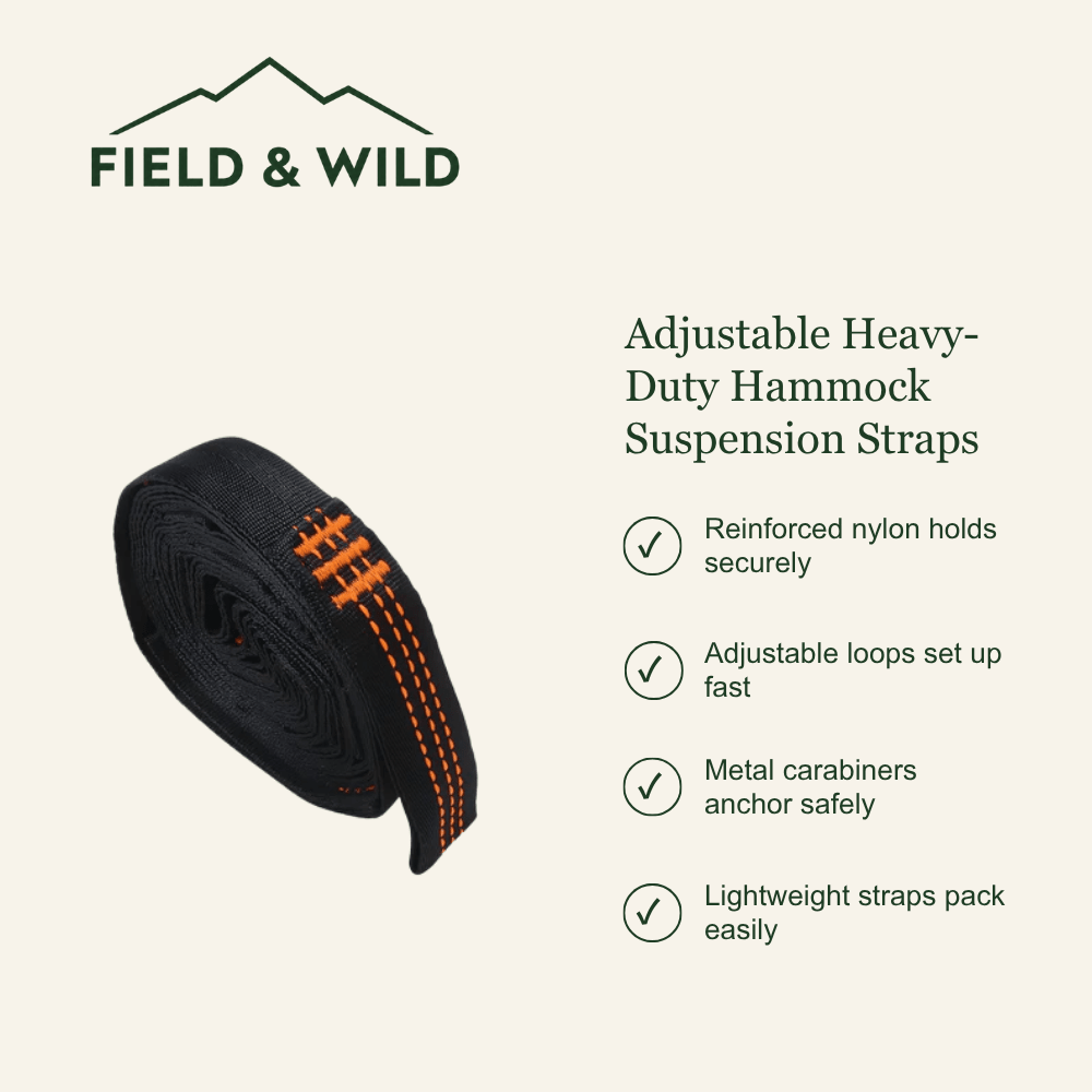 Adjustable Heavy-Duty Hammock Straps with Metal Carabiners-Field & Wild
