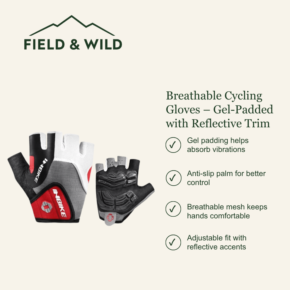 Breathable Cycling Gloves – Gel-Padded with Reflective Trim-Field & Wild