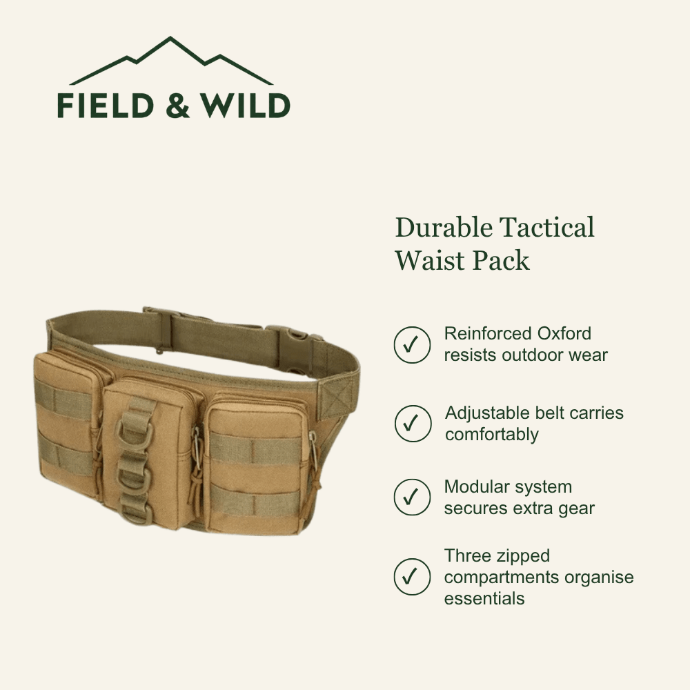 Tactical 5L Waist Pack with Zipped Compartments - Field & Wild-Field & Wild