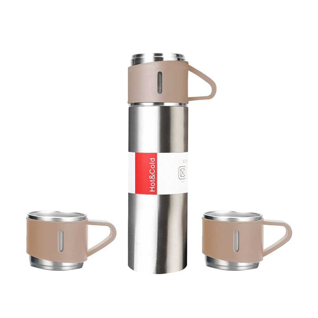 500ml Vacuum Insulated Stainless Steel Flask with Cups-Field & Wild