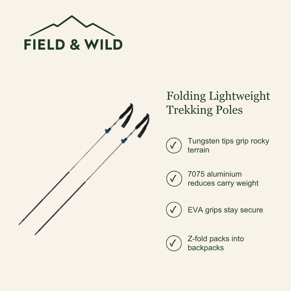 Adjustable Folding Trekking Poles with Lightweight Aluminium Design-Field & Wild