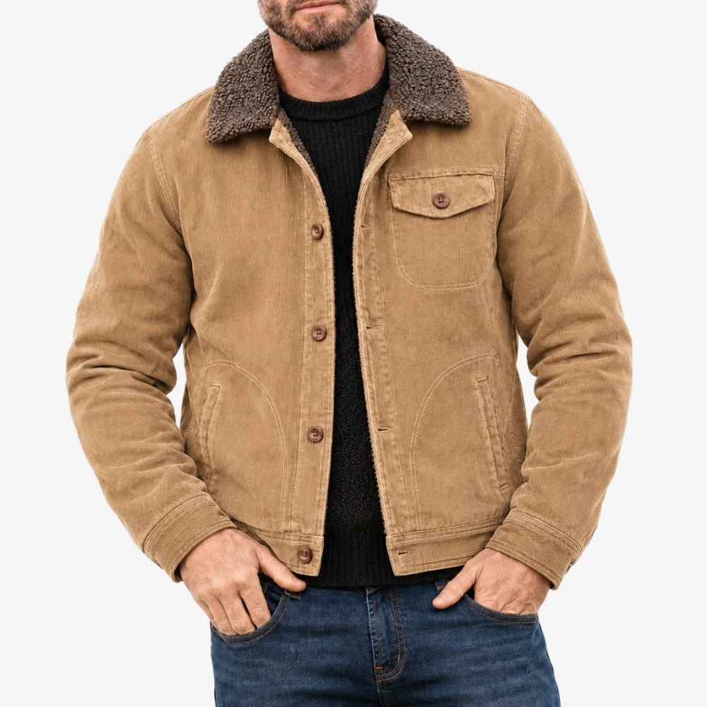 Men’s Fleece-Lined Cotton Outdoor Jacket with Chest Pockets-Field & Wild