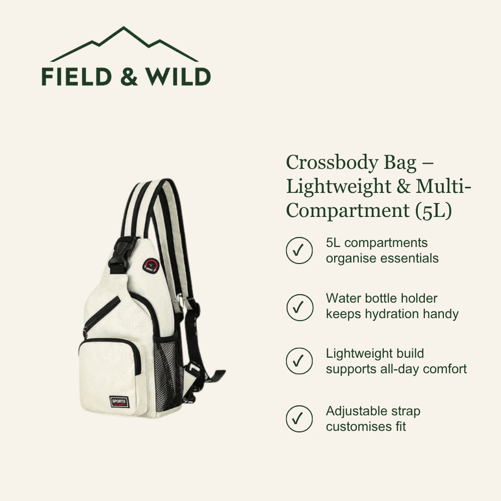 Lightweight 5L Crossbody Bag with Multi-Compartment Design-Field & Wild