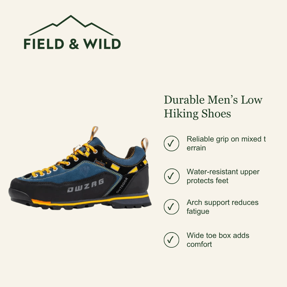 Men’s Low Hiking Shoes with Water-Resistant Upper & Grip Sole-Field & Wild