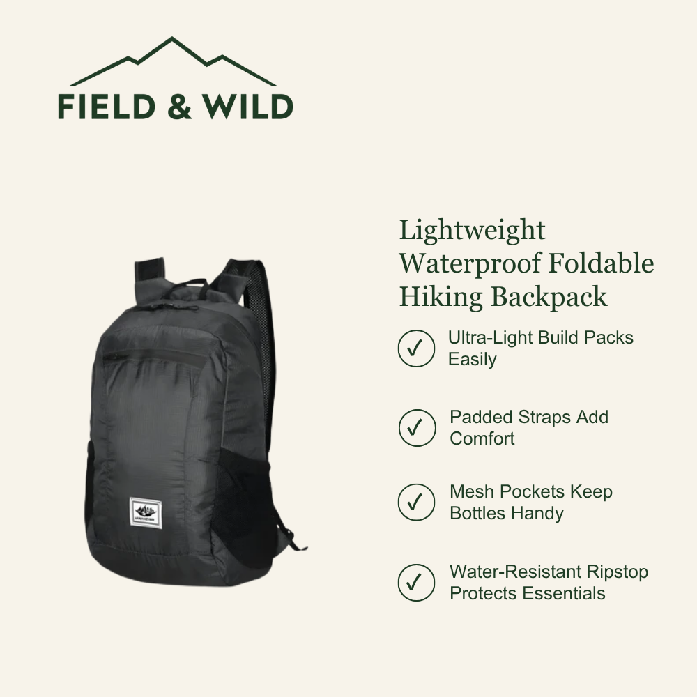 Foldable 20L Hiking Backpack with Water-Resistant Ripstop Design