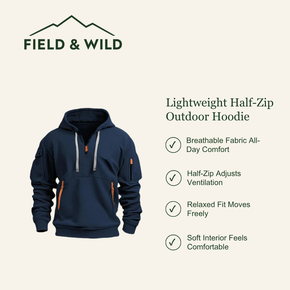 Breathable Half-Zip Hoodie for Outdoor Walking & Layering
