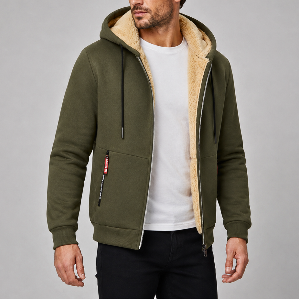 Men’s Hooded Outdoor Jacket with Fleece Lining