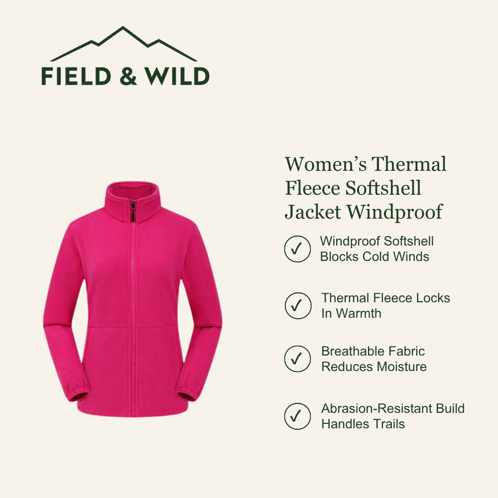 Women’s Windproof Softshell Jacket with Thermal Fleece Lining
