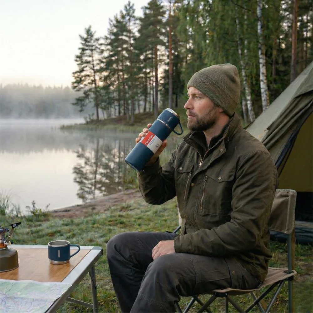 500ml Vacuum Insulated Stainless Steel Flask with Cups