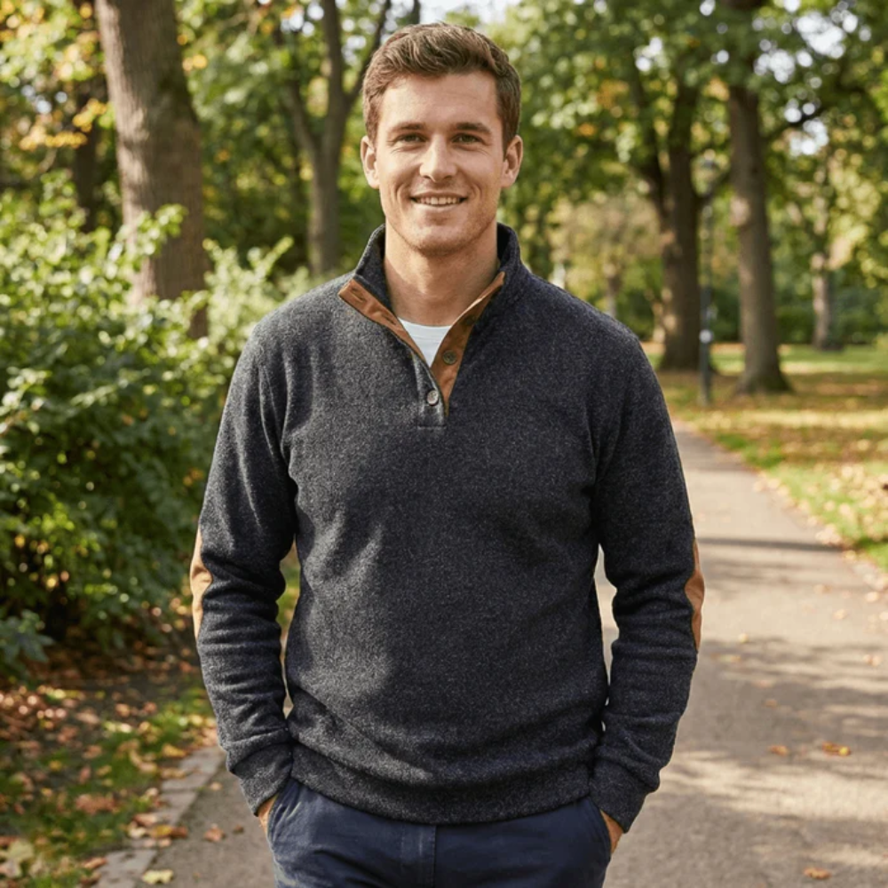 Warm Knitted Outdoor Sweater with Stand Collar