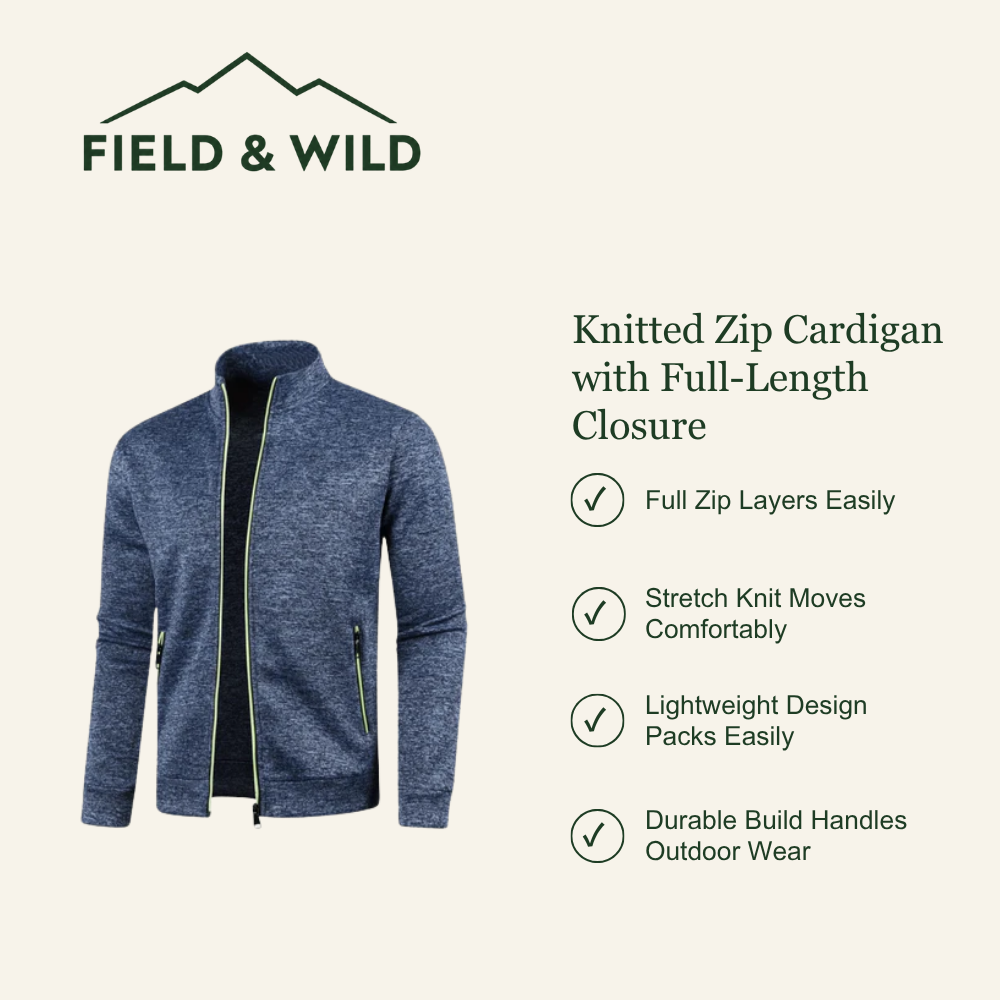 Full-Zip Knitted Cardigan for Outdoor Layering