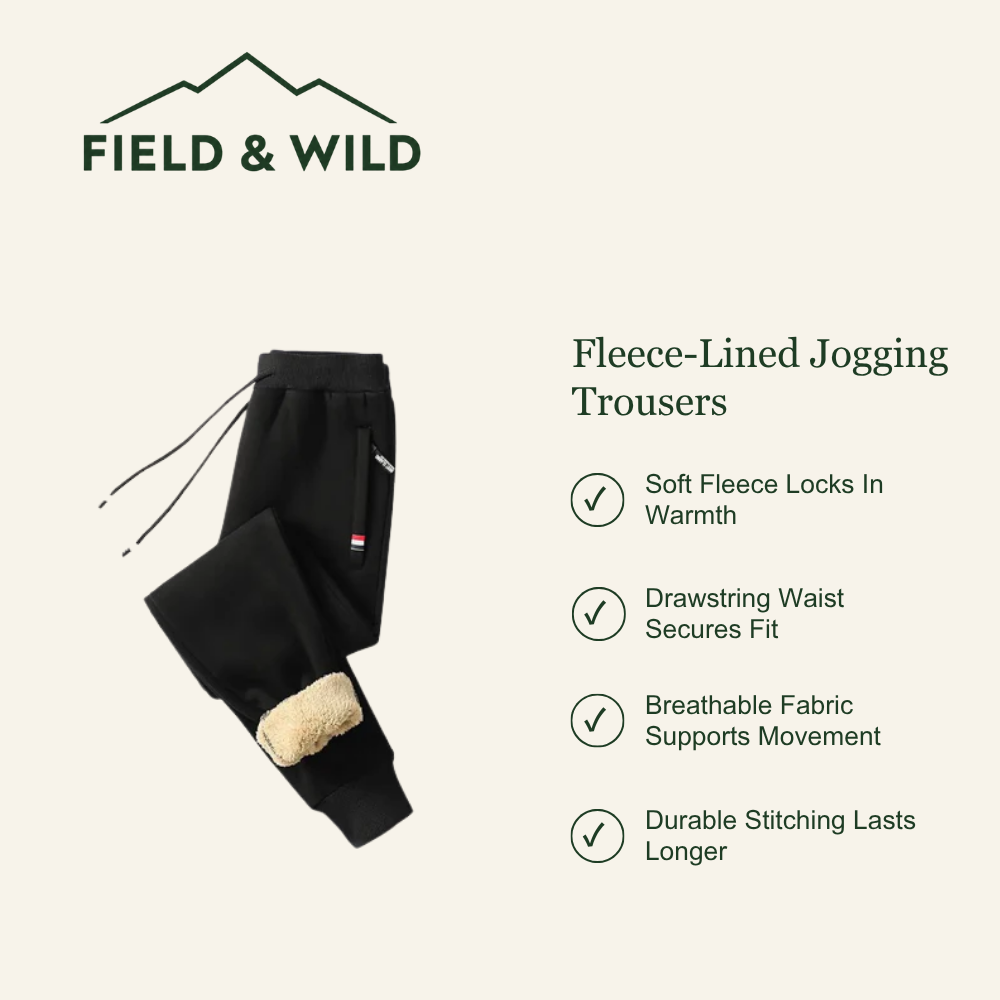 Warm Fleece-Lined Jogging Trousers with Drawstring Waist