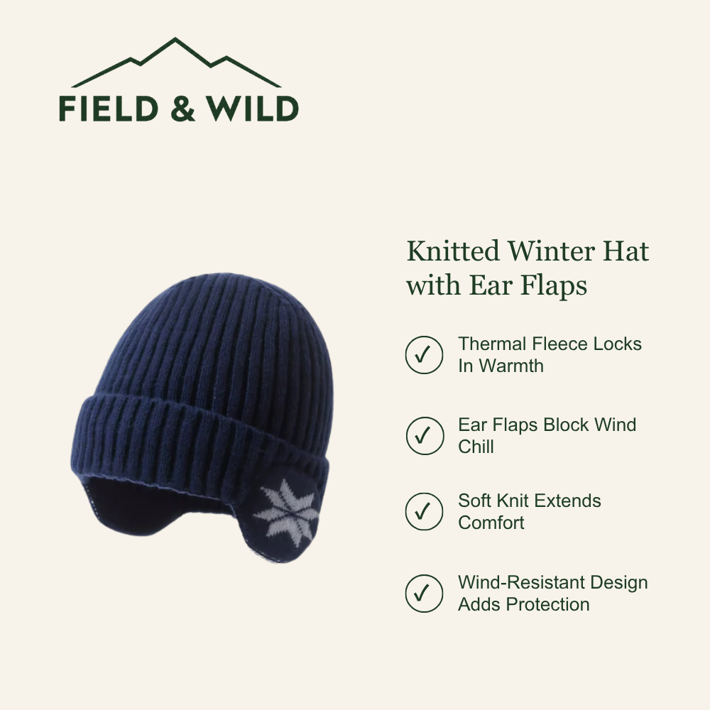 Fleece-Lined Winter Hat with Ear Flaps for Outdoor Use