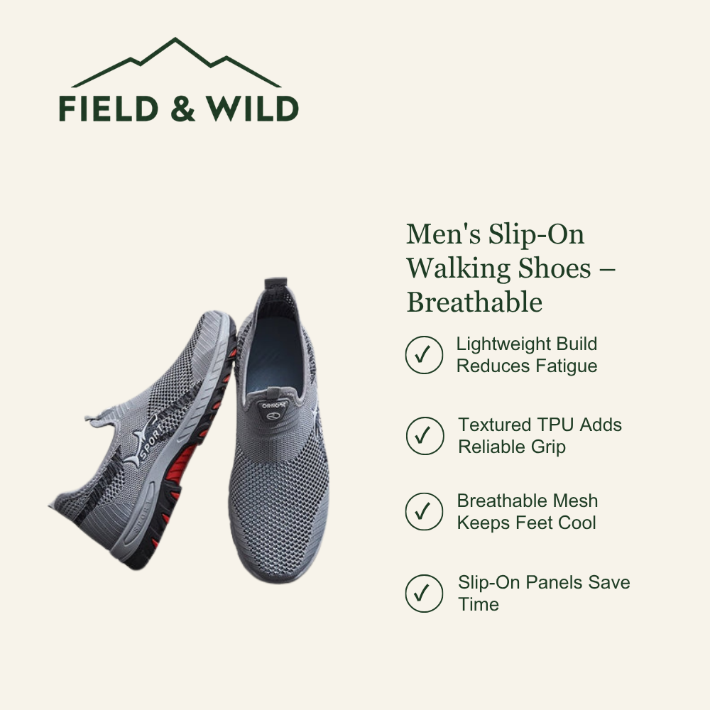 Men’s Lightweight Slip-On Walking Shoes with Breathable Mesh