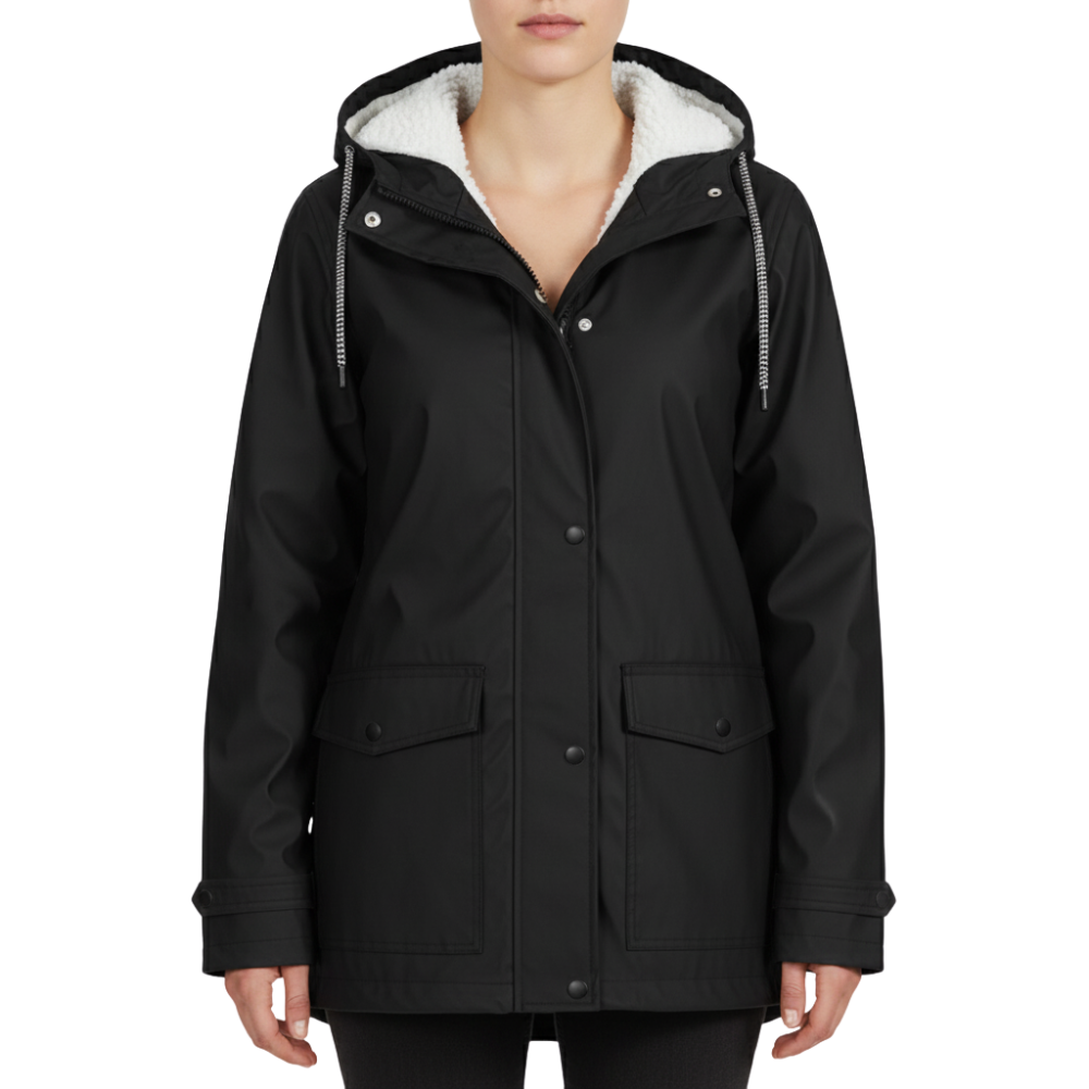 Women’s Hooded Rain Jacket with Windproof Storm Flap