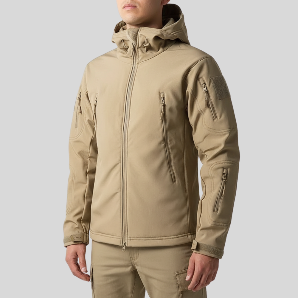Men’s Fleece-Lined Softshell Hiking Jacket with Windproof Design