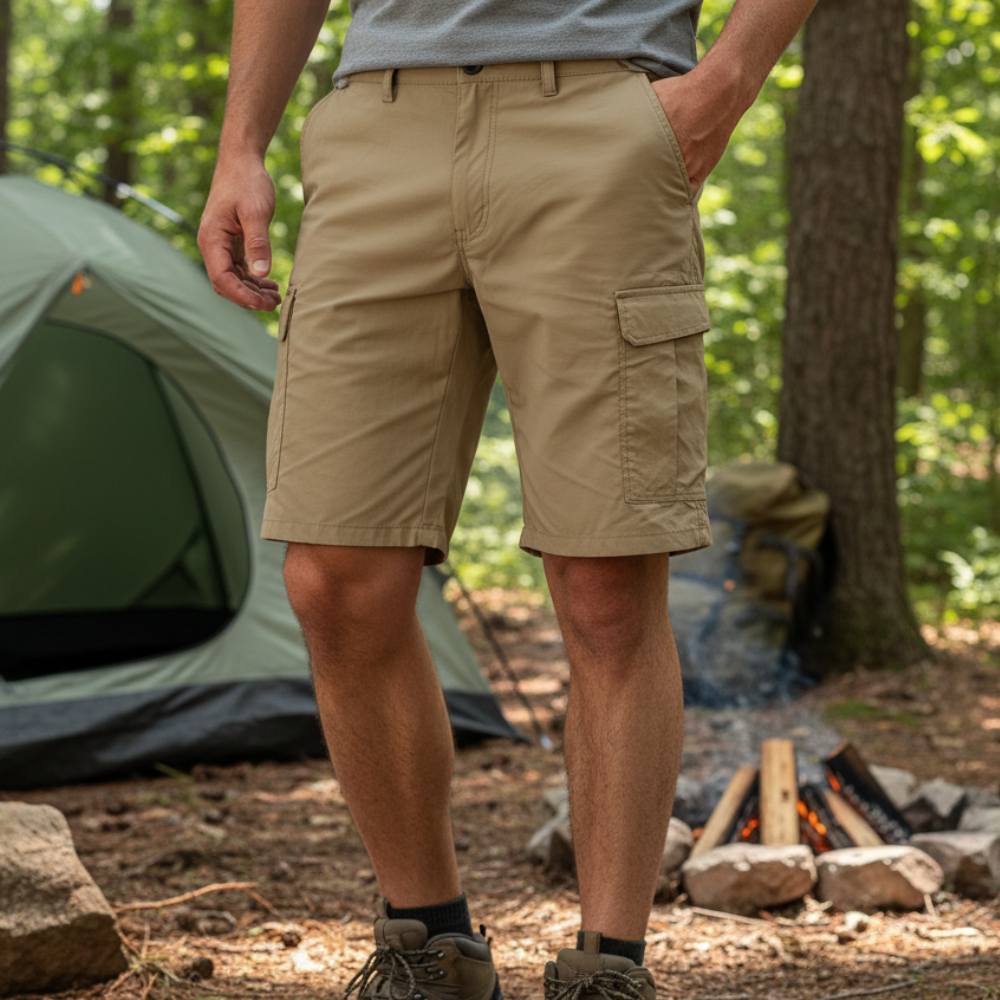 Breathable Cotton Cargo Shorts with Hardwearing Outdoor Design