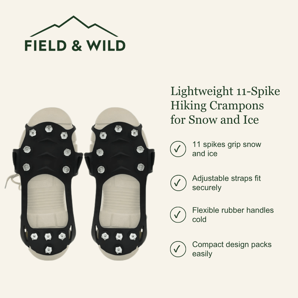 Lightweight 11-Spike Ice Crampons for Winter Hiking-Field & Wild