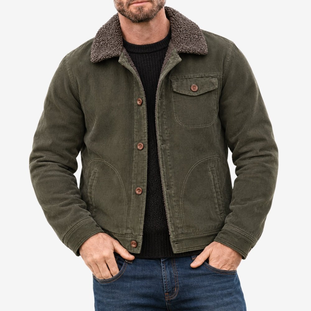 Men’s Fleece-Lined Cotton Outdoor Jacket with Chest Pockets-Field & Wild