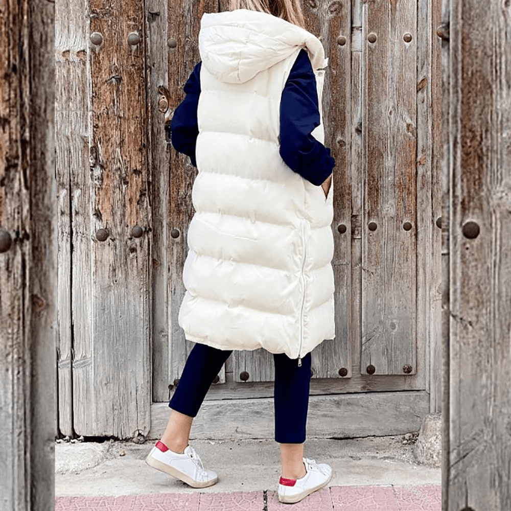 Longline Hooded Puffer Vest with Lightweight Padding-Field & Wild
