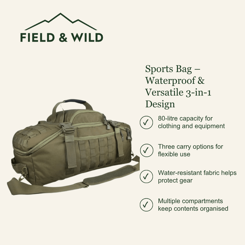 Sports Bag – Waterproof & Versatile 3-in-1 Design - Field & Wild-Field & Wild