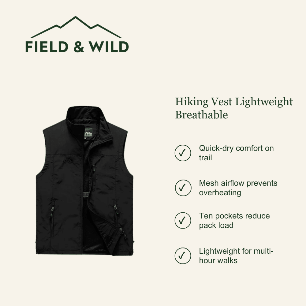 Lightweight Breathable Hiking Vest with Multi-Pocket Design-Field & Wild