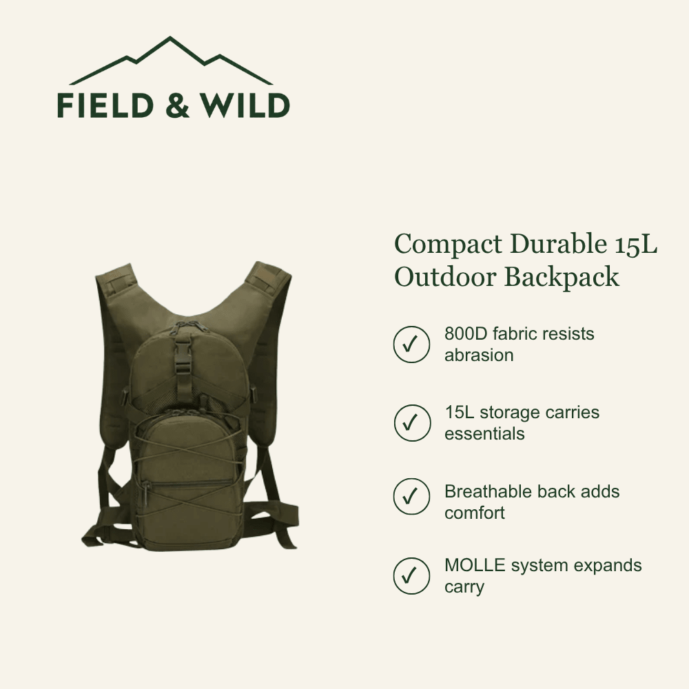 Compact 15L Outdoor Backpack with MOLLE Storage System-Field & Wild
