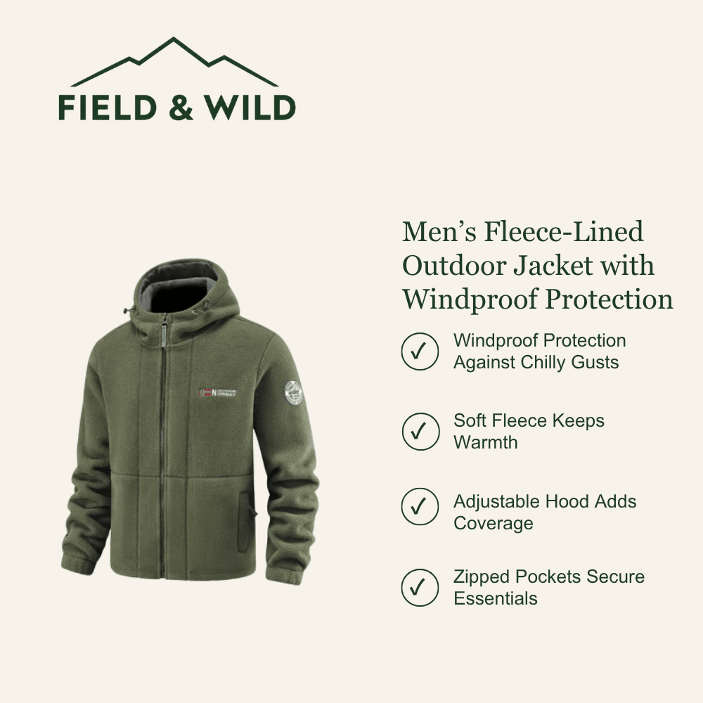 Men’s Fleece-Lined Outdoor Jacket with Windproof Protection-Field & Wild