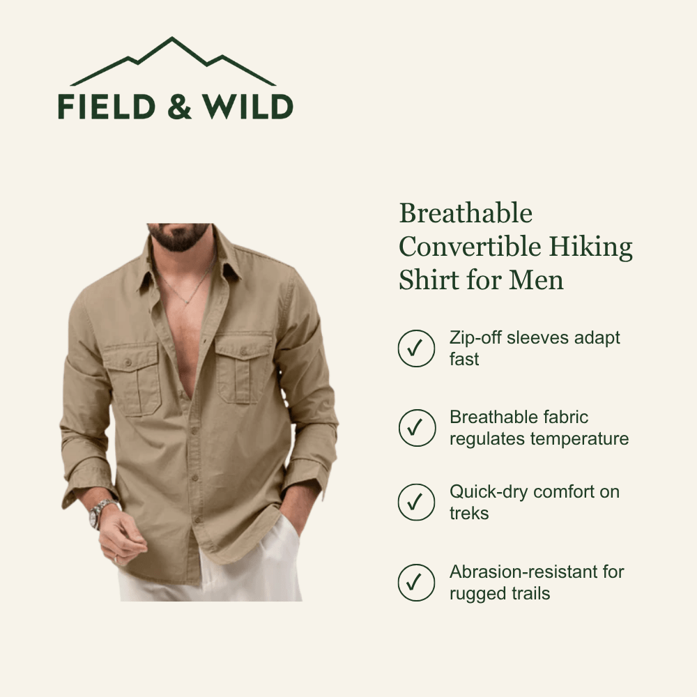 Men’s Breathable Convertible Hiking Shirt with Zip-Off Sleeves-Field & Wild