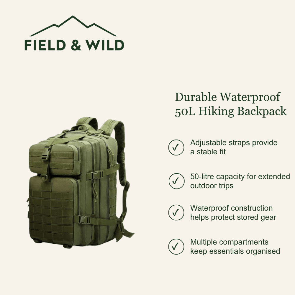 Durable Waterproof 50L Hiking Backpack - Field & Wild-Field & Wild