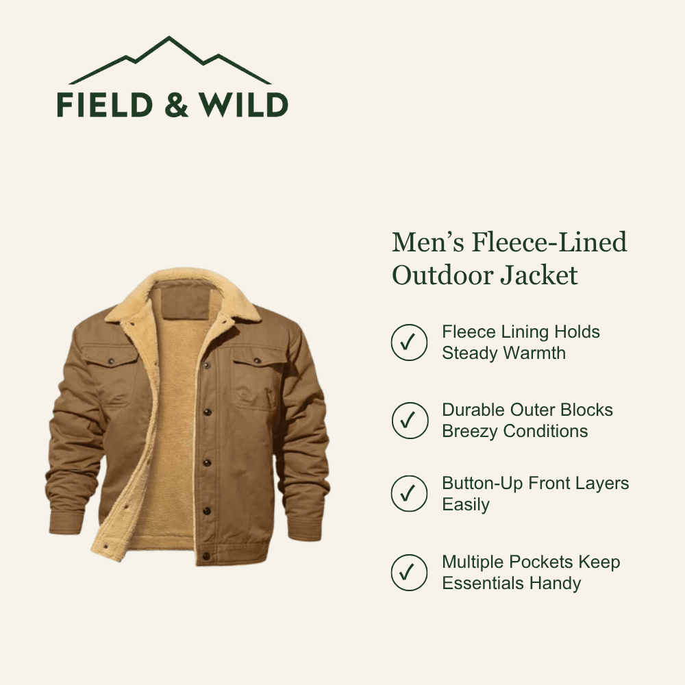 Men’s Button-Up Fleece Jacket for Outdoor Layering-Field & Wild
