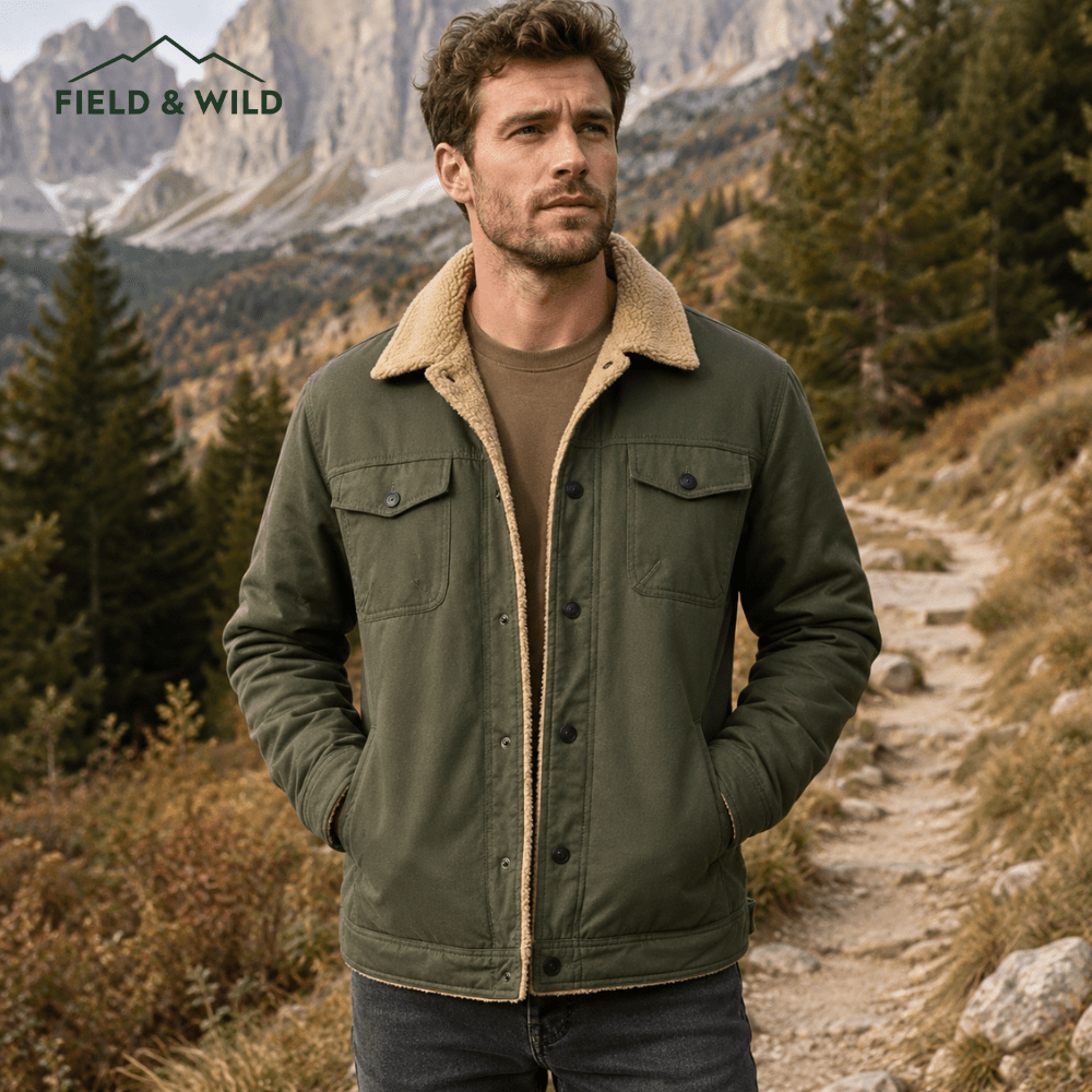 Men’s Button-Up Fleece Jacket for Outdoor Layering-Field & Wild