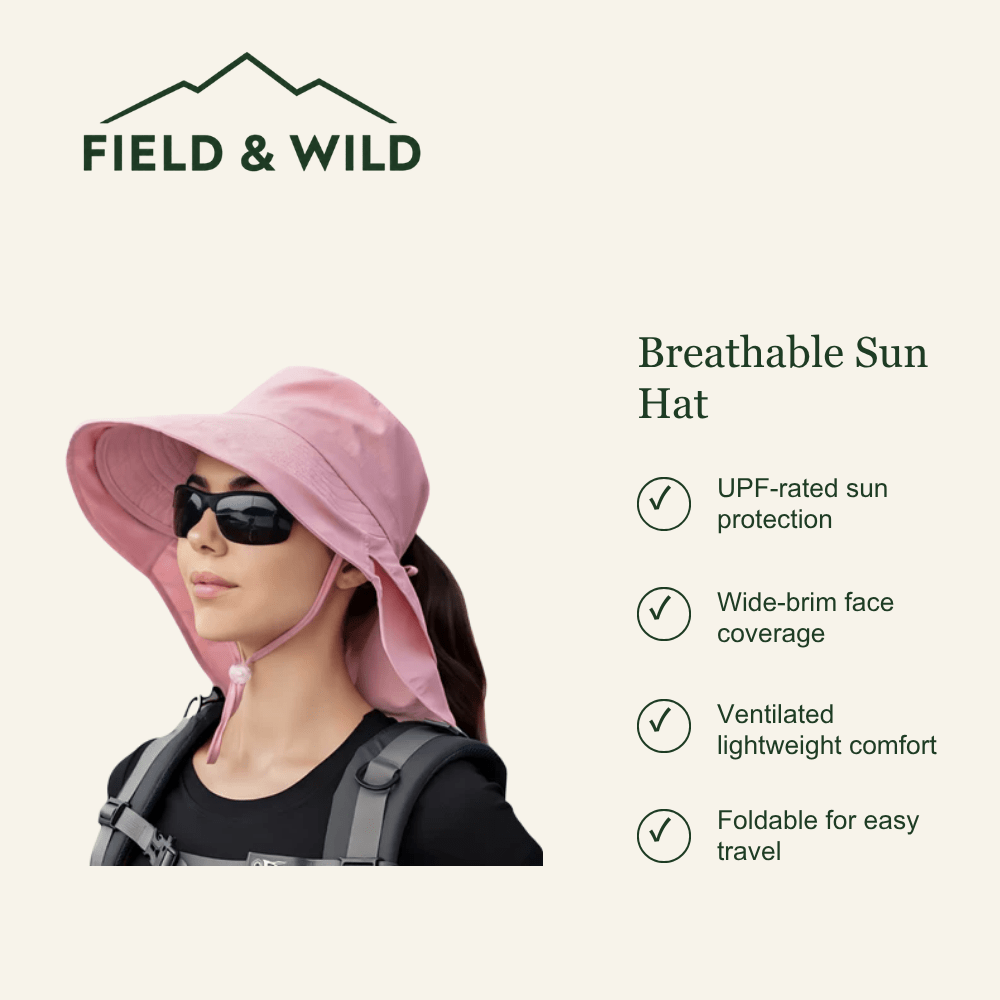 Women’s Breathable Wide Brim Sun Hat with UV Protection-Field & Wild