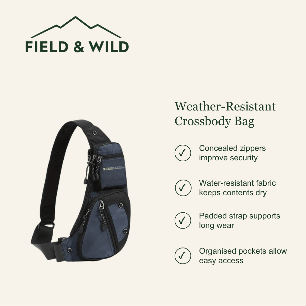 Weather-Resistant Crossbody Bag with Secure Storage Compartments-Field & Wild