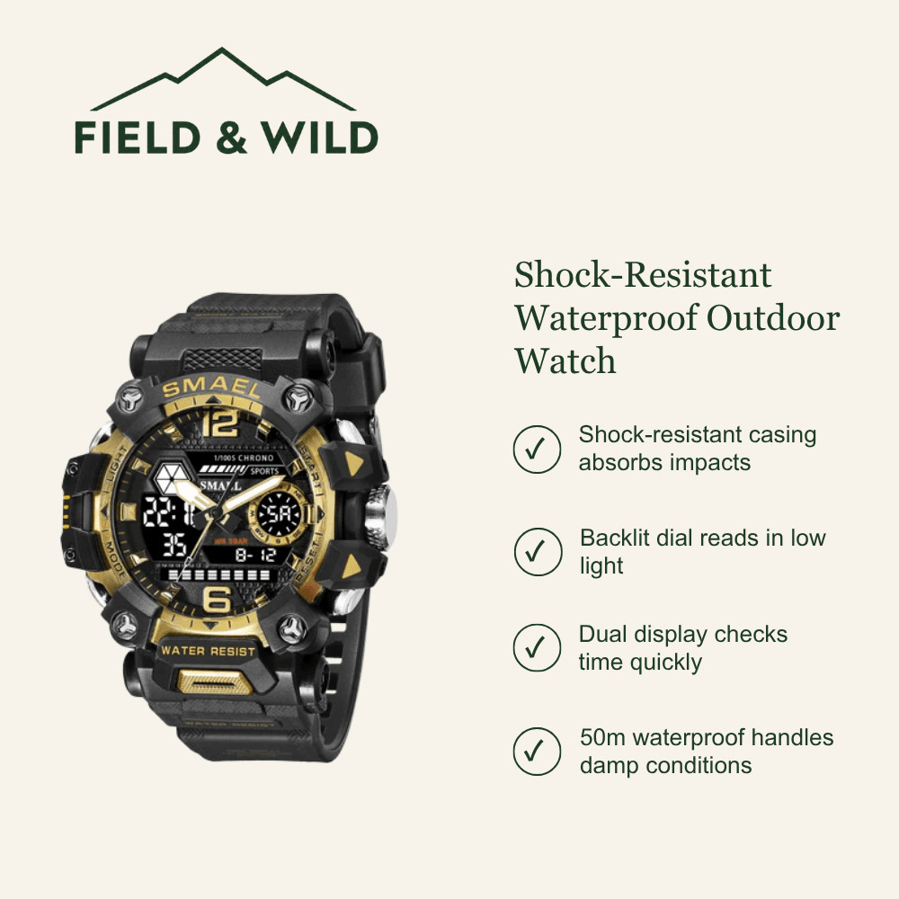 Rugged Outdoor Watch with Dual Display & 50m Water Resistance-Field & Wild