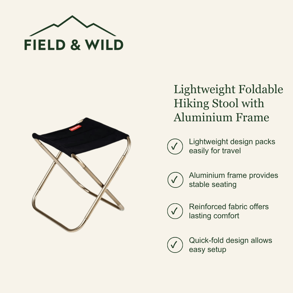 Lightweight Foldable Hiking Stool with Aluminium Frame - Field & Wild-Field & Wild