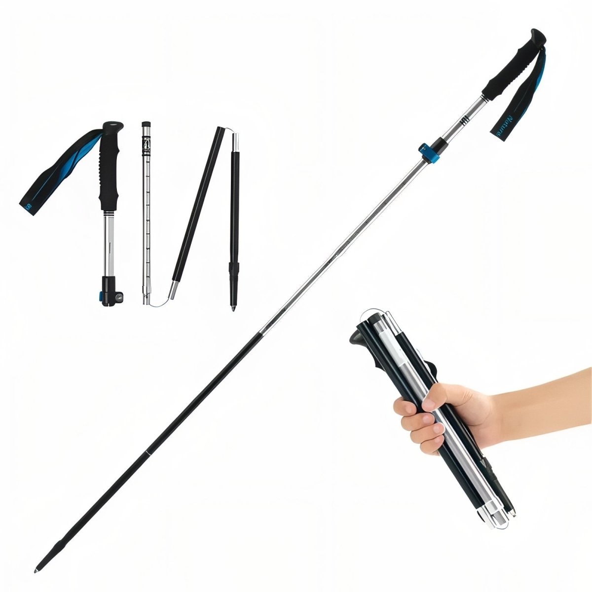 Adjustable Folding Trekking Poles with Lightweight Aluminium Design-Field & Wild