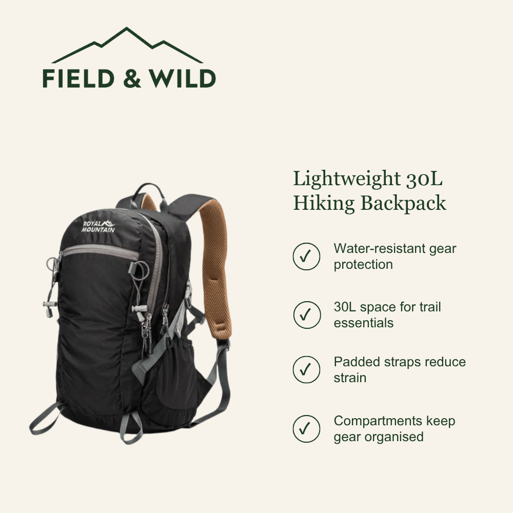Lightweight 30L Hiking Backpack with Water-Resistant Design-Field & Wild
