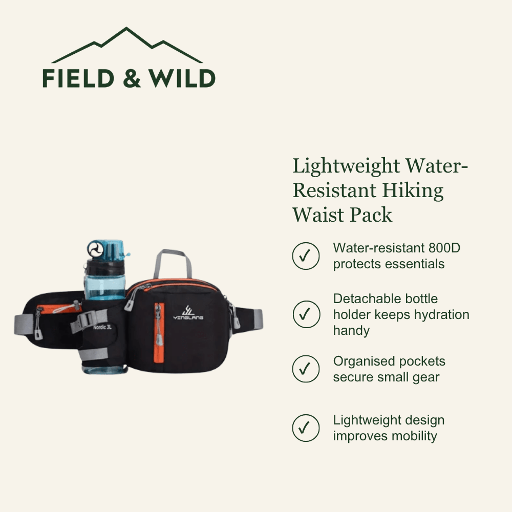 Lightweight Water-Resistant Hiking Waist Pack with Bottle Holder-Field & Wild