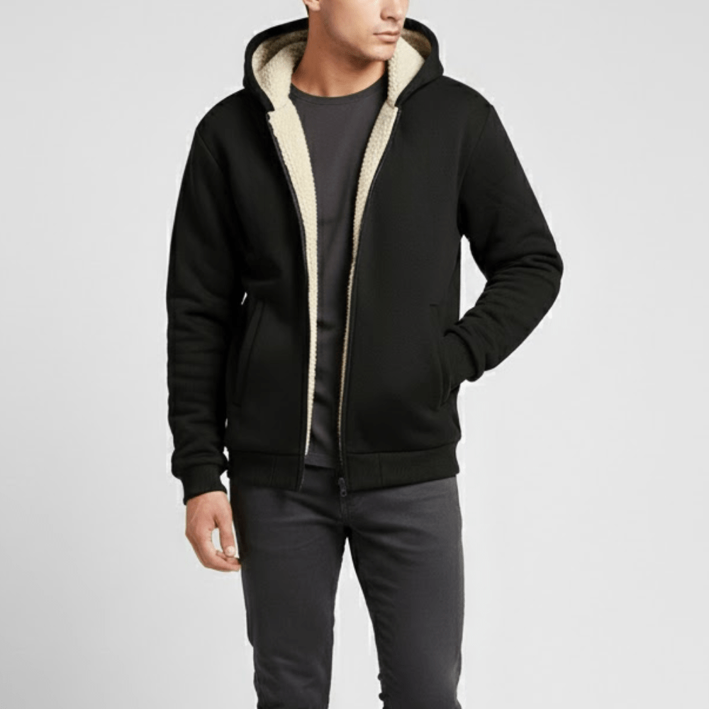 Men’s Sherpa-Lined Fleece Hoodie with Full Zip-Field & Wild